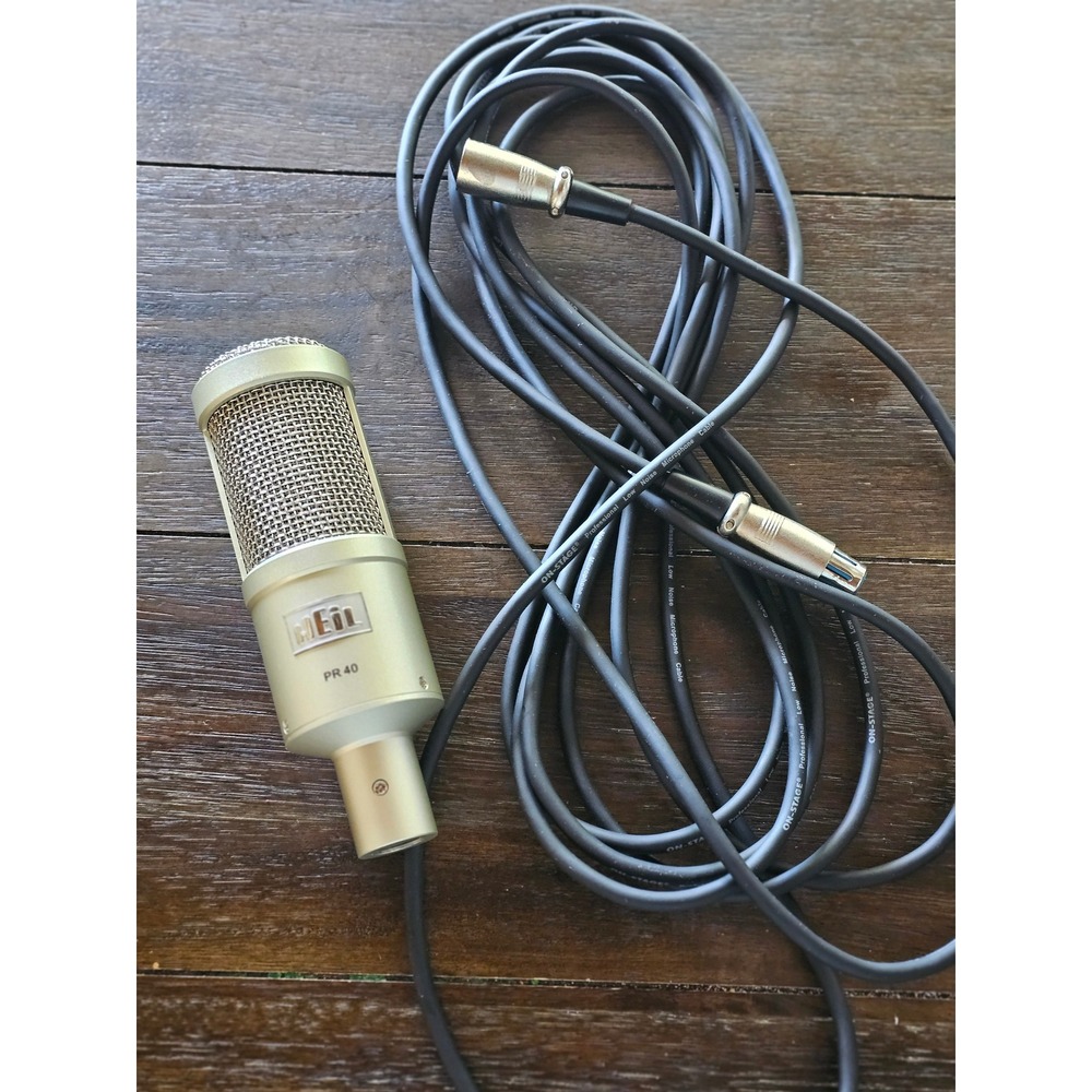 Heil Sound PR 40 Dynamic Cardioid Studio Microphone Champagne Gold and XLR Cable